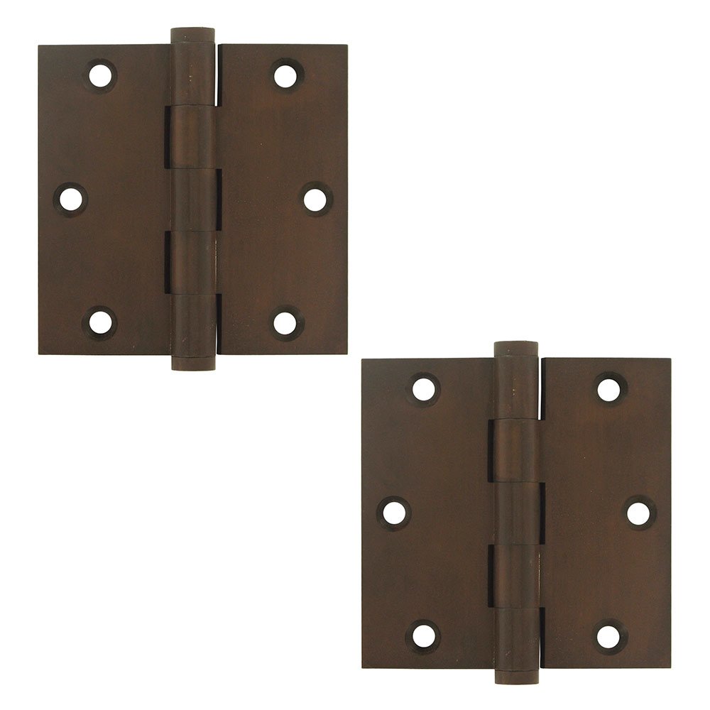 Solid Brass 3 1/2" x 3 1/2" Standard Standard Door Hinge (Sold as a Pair) in Bronze Rust