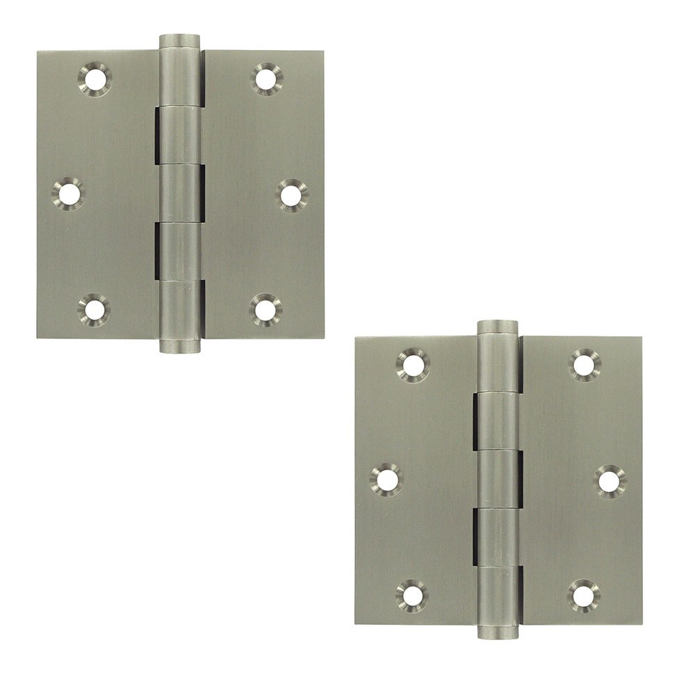 Solid Brass 3 1/2" x 3 1/2" Standard Square Door Hinge (Sold as a Pair) in Brushed Nickel