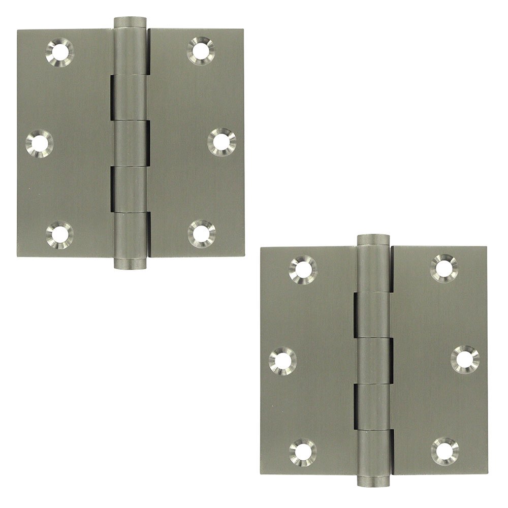 Solid Brass 3 1/2" x 3 1/2" Residential Square Door Hinge (Sold as a Pair) in Brushed Nickel