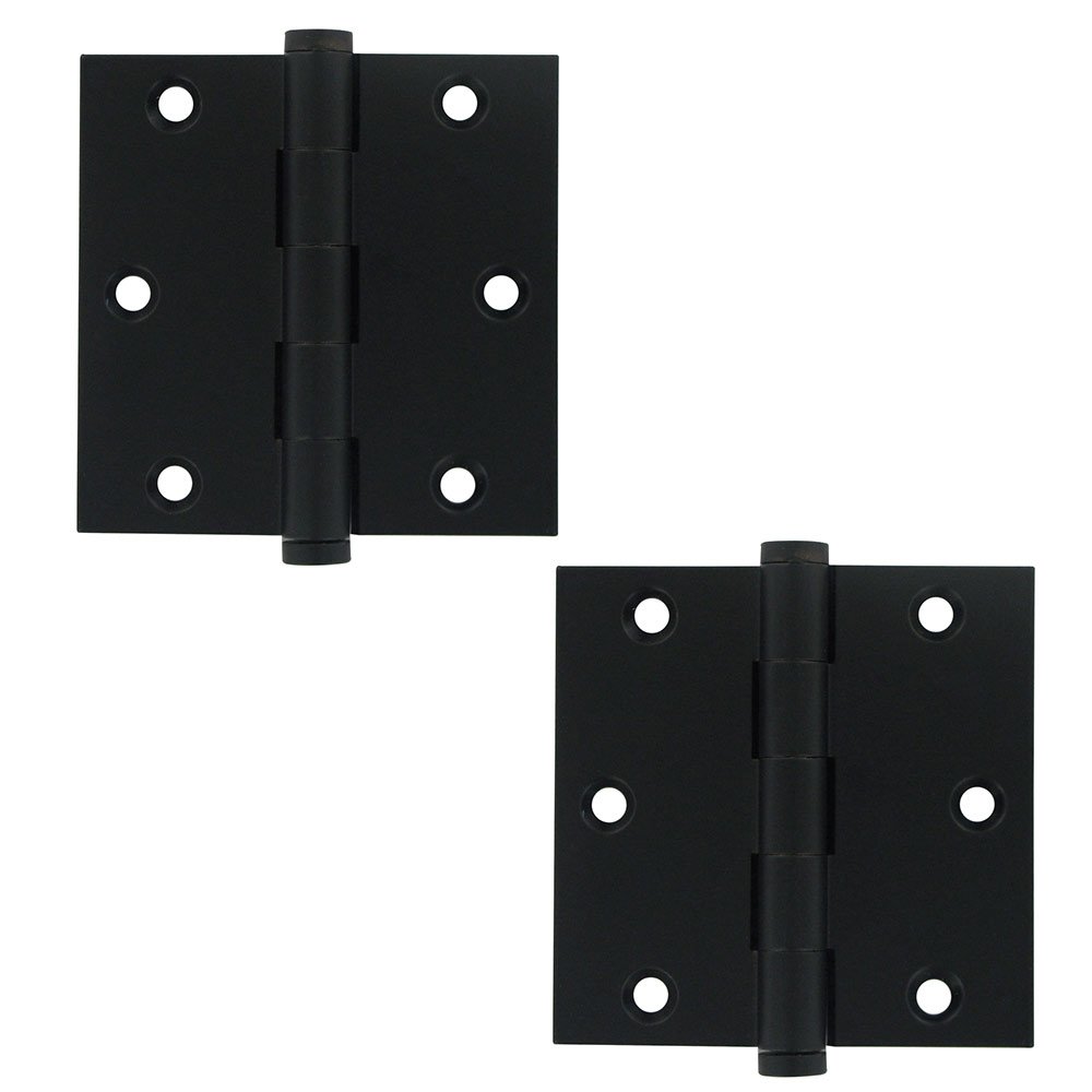 Solid Brass 3 1/2" x 3 1/2" Standard Square Door Hinge (Sold as a Pair) in Paint Black