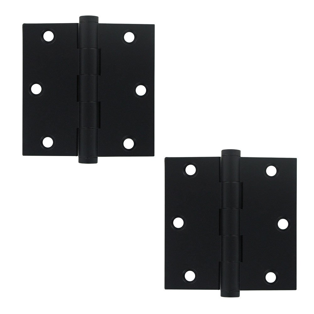 Solid Brass 3 1/2" x 3 1/2" Residential Square Door Hinge (Sold as a Pair) in Paint Black