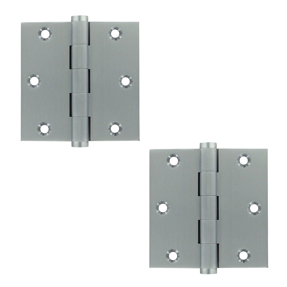 Solid Brass 3 1/2" x 3 1/2" Standard Square Door Hinge (Sold as a Pair) in Brushed Chrome