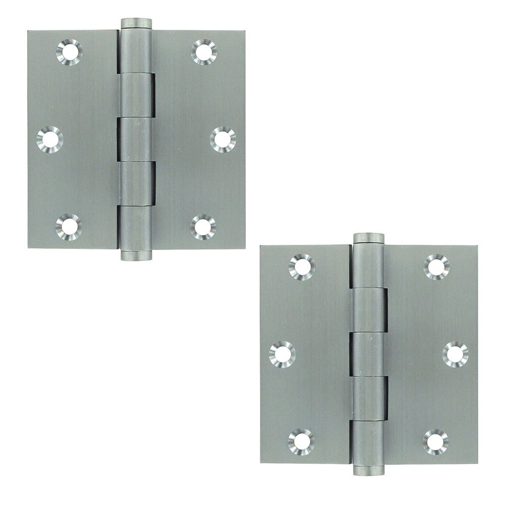 Solid Brass 3 1/2" x 3 1/2" Residential Square Door Hinge (Sold as a Pair) in Brushed Chrome