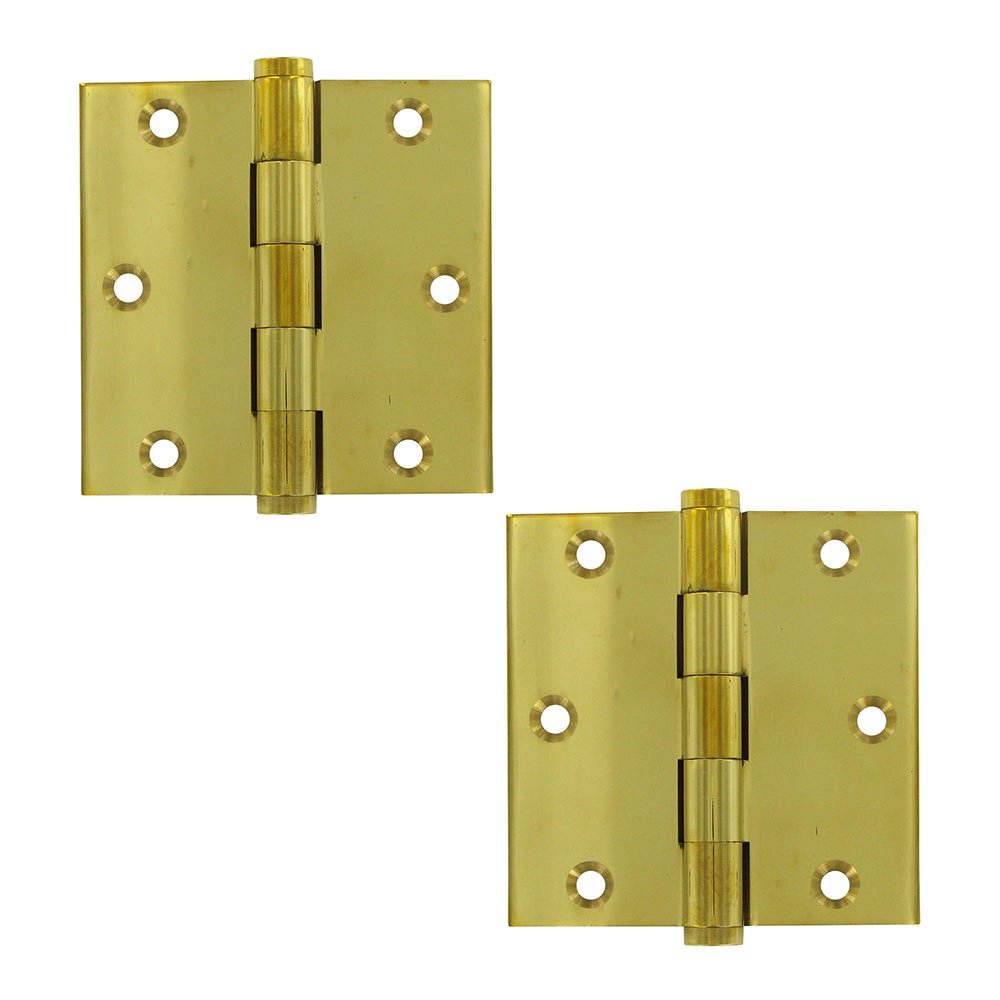 3 1/2"x 3 1/2" Square Hinge (SOLD AS A PAIR) in Polished Brass Unlacquered