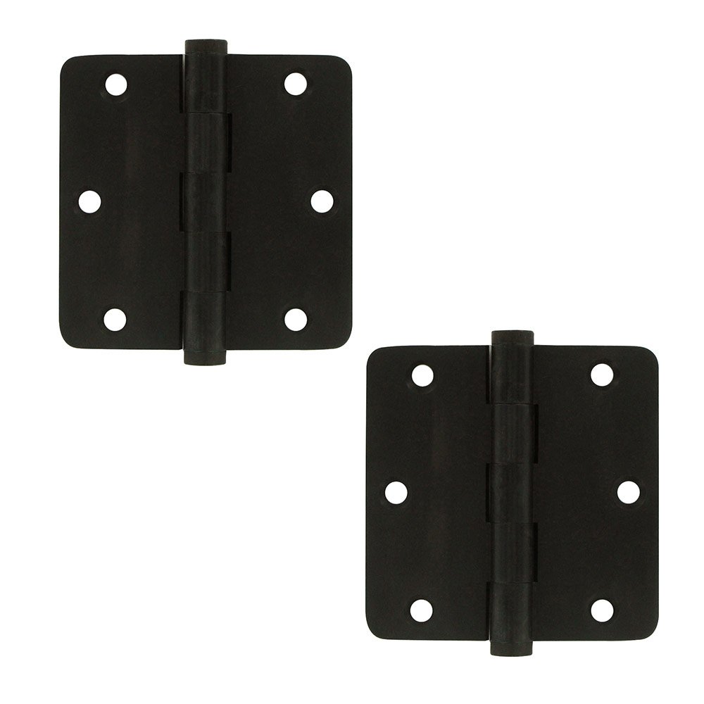 Solid Brass 3 1/2" x 3 1/2" 1/4" Radius/Residential Door Hinge (Sold as a Pair) in Oil Rubbed Bronze