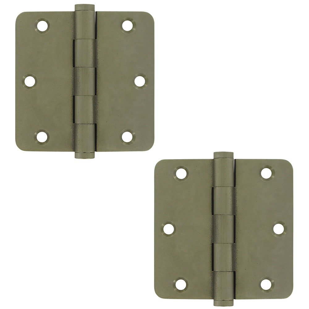 Solid Brass 3 1/2" x 3 1/2" 1/4" Radius Residential Residential Door Hinge (Sold as a Pair) in White Light