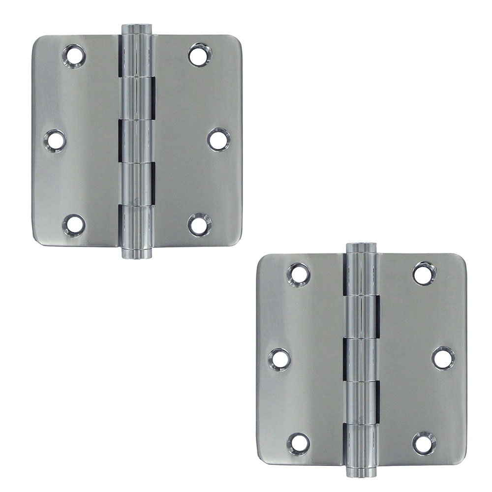 Solid Brass 3 1/2" x 3 1/2" 1/4" Radius/Standard Door Hinge (Sold as a Pair) in Polished Chrome