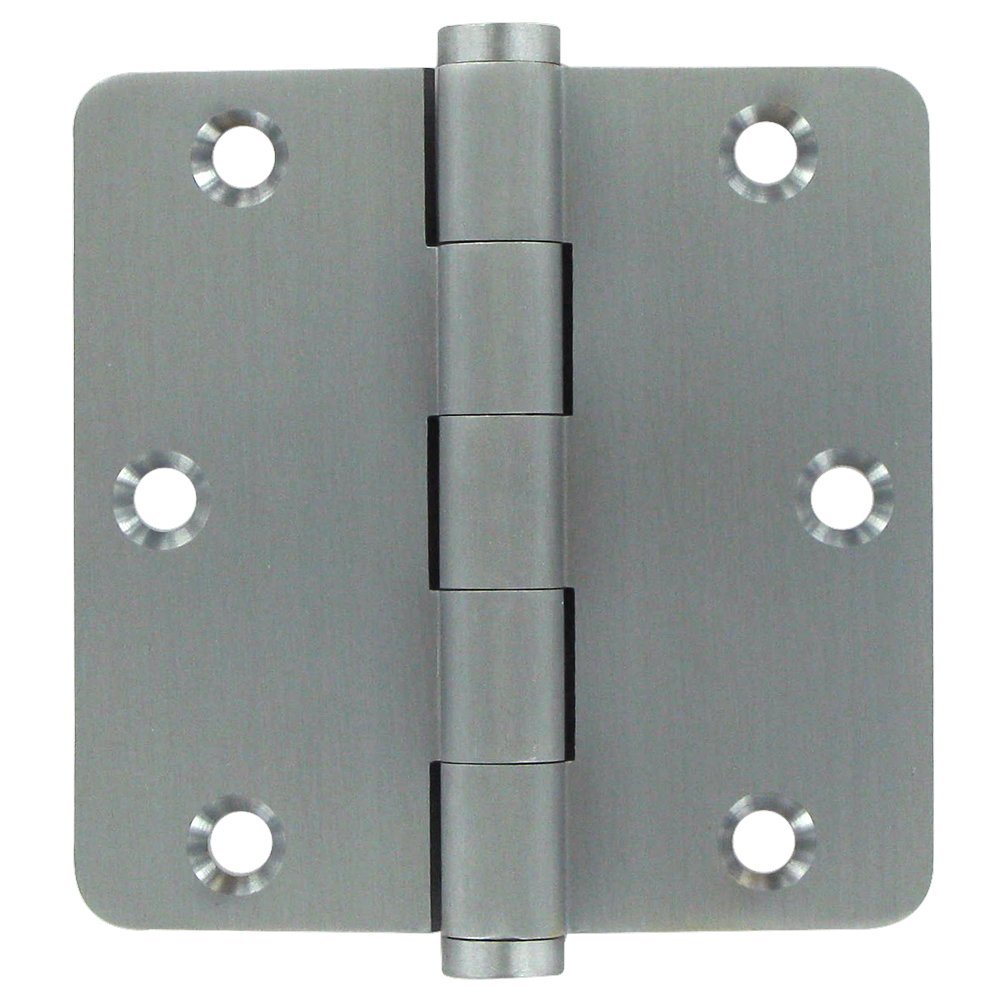 Solid Brass 3 1/2" x 3 1/2" 1/4" Radius/Residential Door Hinge (Sold as a Pair) in Brushed Chrome