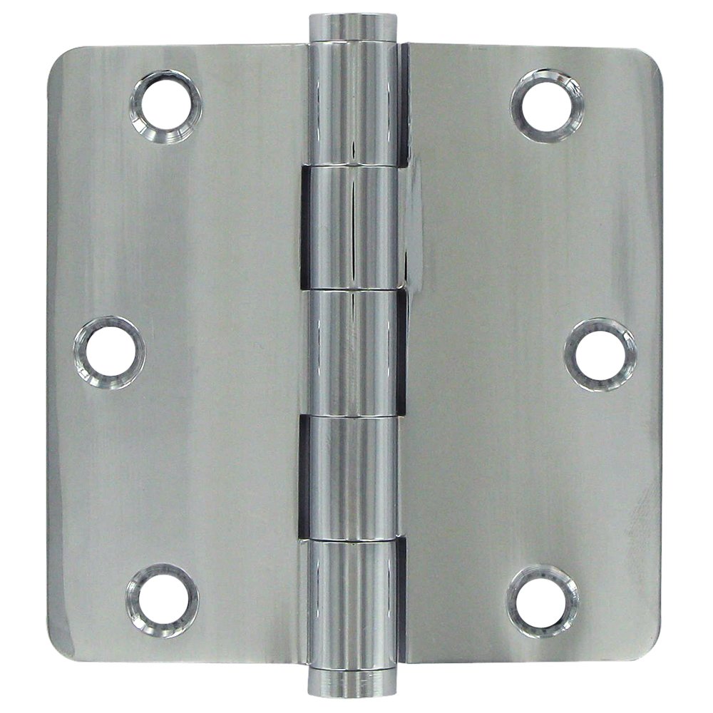 Solid Brass 3 1/2" x 3 1/2" 1/4" Radius/Residential Door Hinge (Sold as a Pair) in Polished Chrome