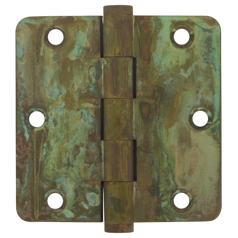 Solid Brass 3 1/2" x 3 1/2" 1/4" Radius Residential Residential Door Hinge (Sold as a Pair) in Rust