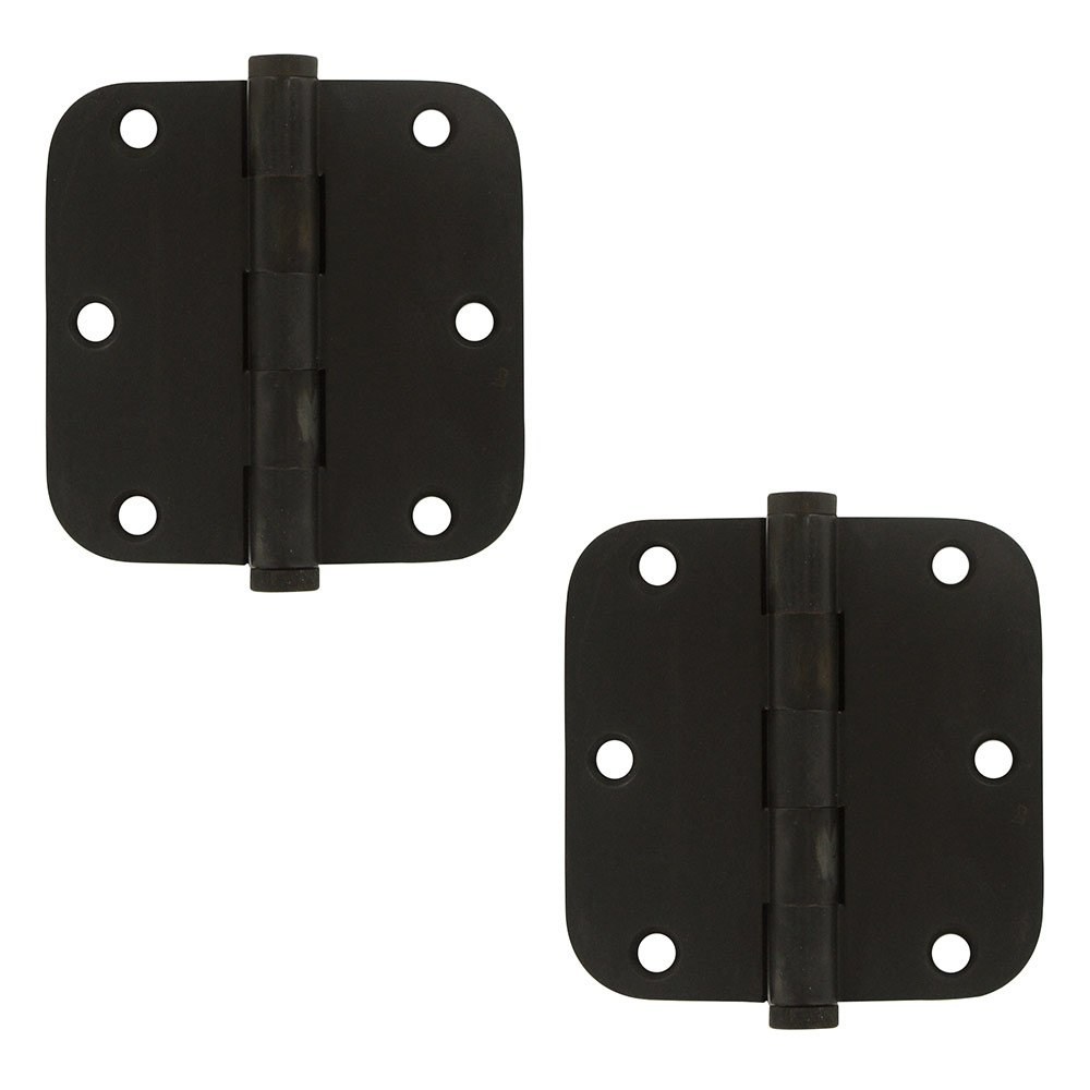 Solid Brass 3 1/2" x 3 1/2" 5/8" Radius/Residential Door Hinge (Sold as a Pair) in Oil Rubbed Bronze