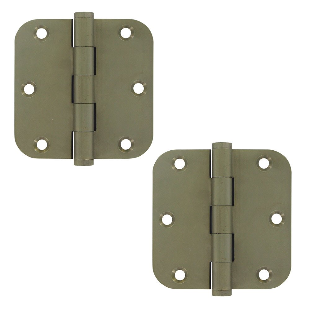 Solid Brass 3 1/2" x 3 1/2" 5/8" Radius Residential Residential Door Hinge (Sold as a Pair) in White Light