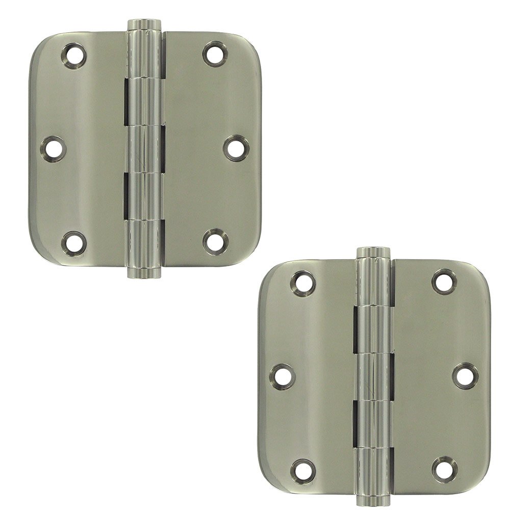 Solid Brass 3 1/2" x 3 1/2" 5/8" Radius/Standard Door Hinge (Sold as a Pair) in Polished Nickel