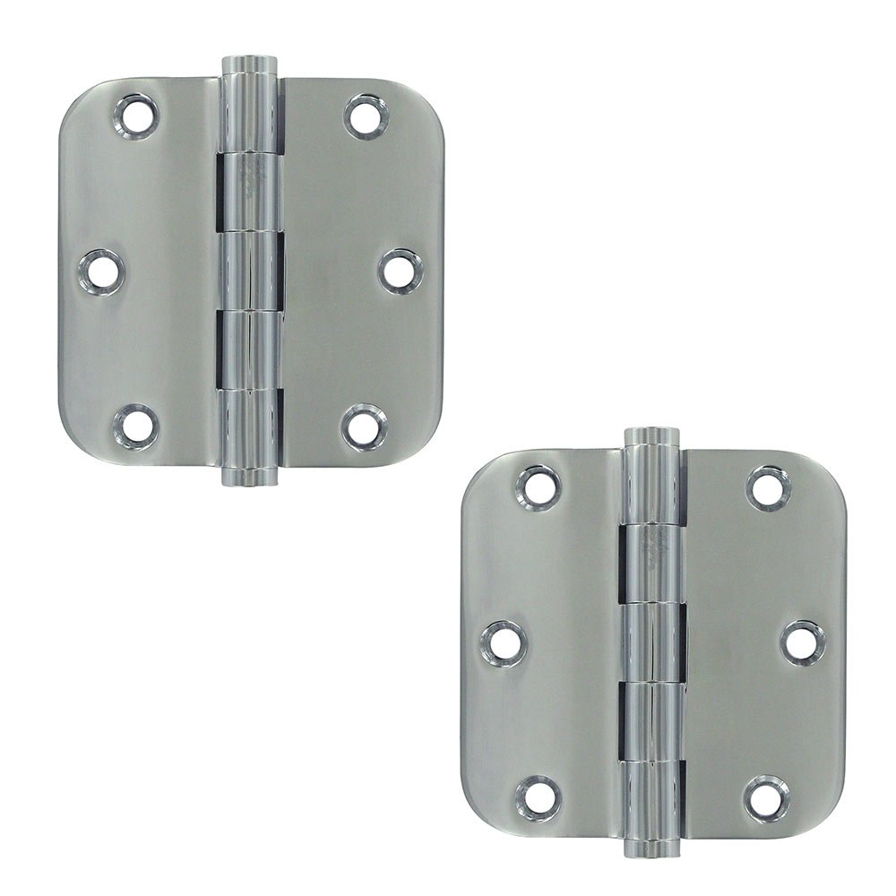 Solid Brass 3 1/2" x 3 1/2" 5/8" Radius/Standard Door Hinge (Sold as a Pair) in Polished Chrome