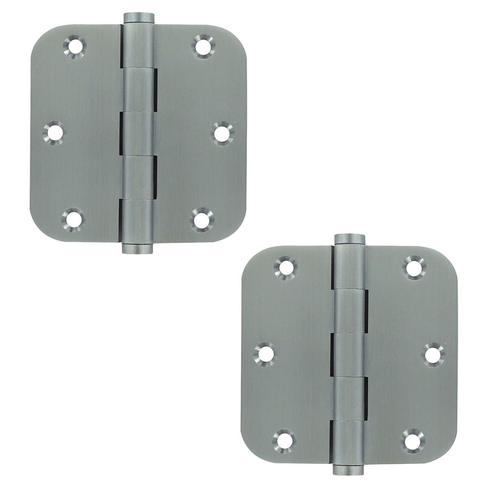 Solid Brass 3 1/2" x 3 1/2" 5/8" Radius/Standard Door Hinge (Sold as a Pair) in Brushed Chrome