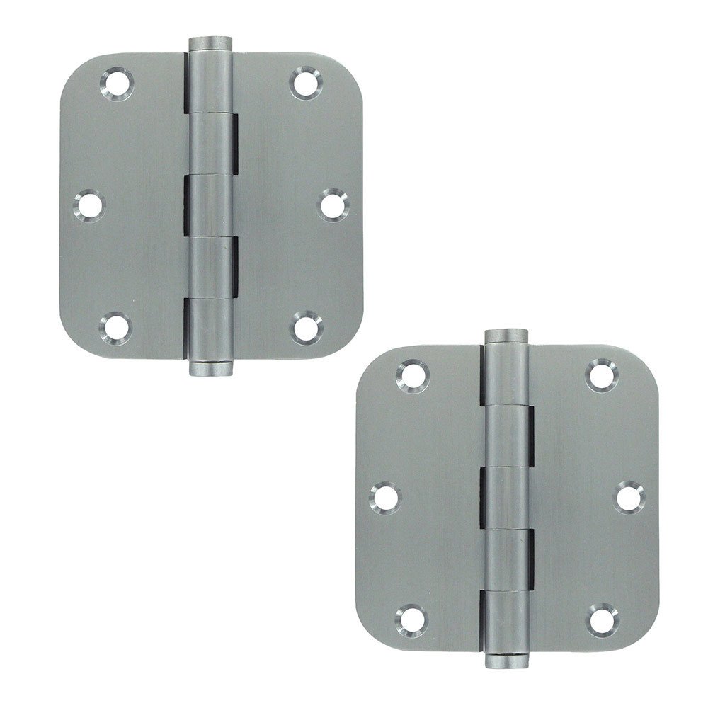 Solid Brass 3 1/2" x 3 1/2" 5/8" Radius/Residential Door Hinge (Sold as a Pair) in Brushed Chrome