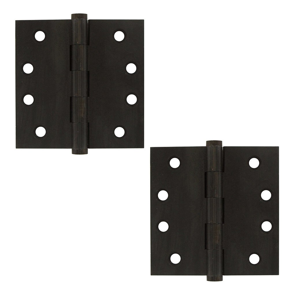 Solid Brass 4" x 4" Standard Square Door Hinge (Sold as a Pair) in Oil Rubbed Bronze