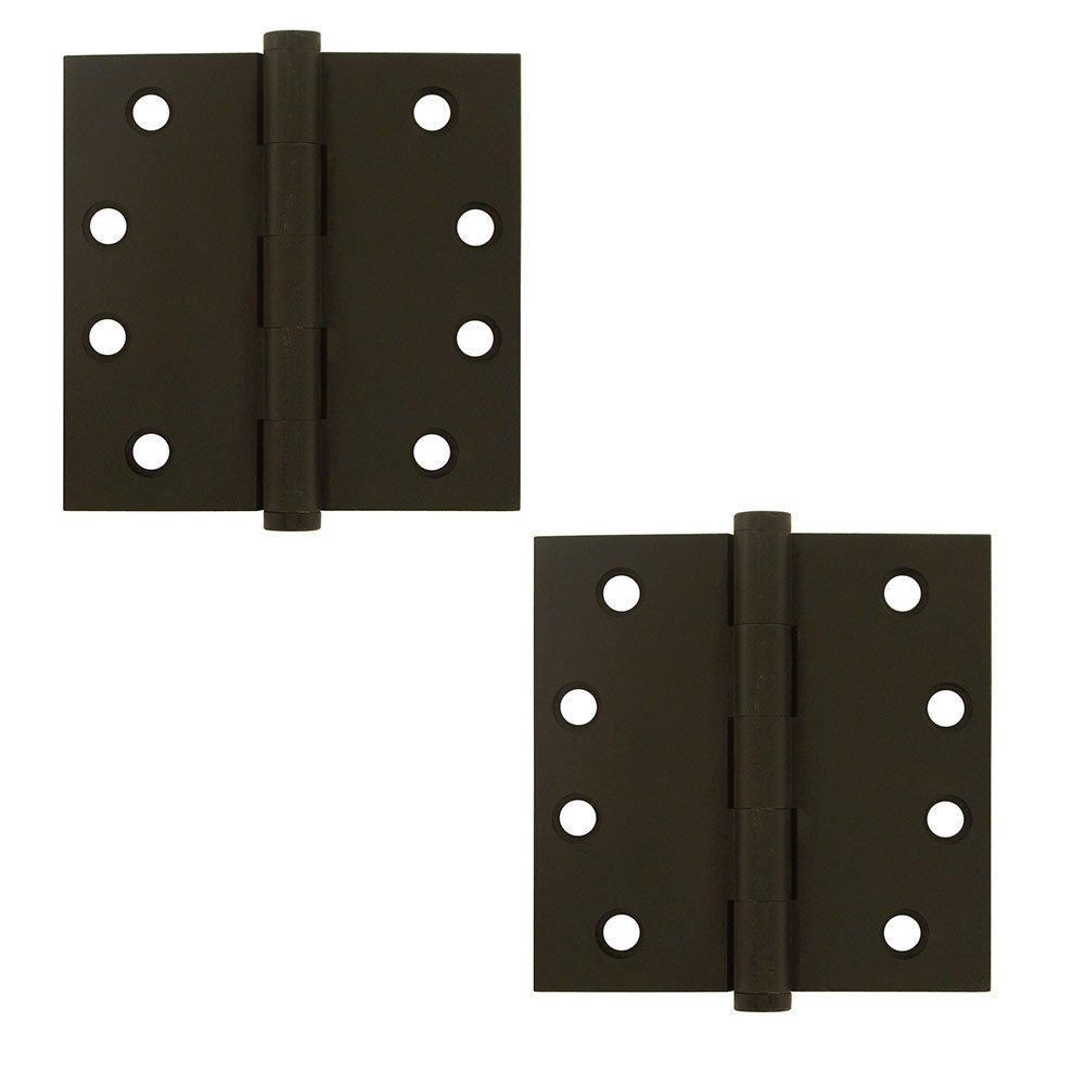 Solid Brass 4" x 4" Standard Standard Door Hinge (Sold as a Pair) in Bronze Dark