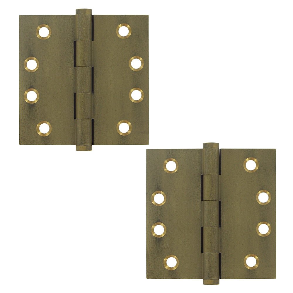 Solid Brass 4" x 4" Standard Standard Door Hinge (Sold as a Pair) in Bronze Medium