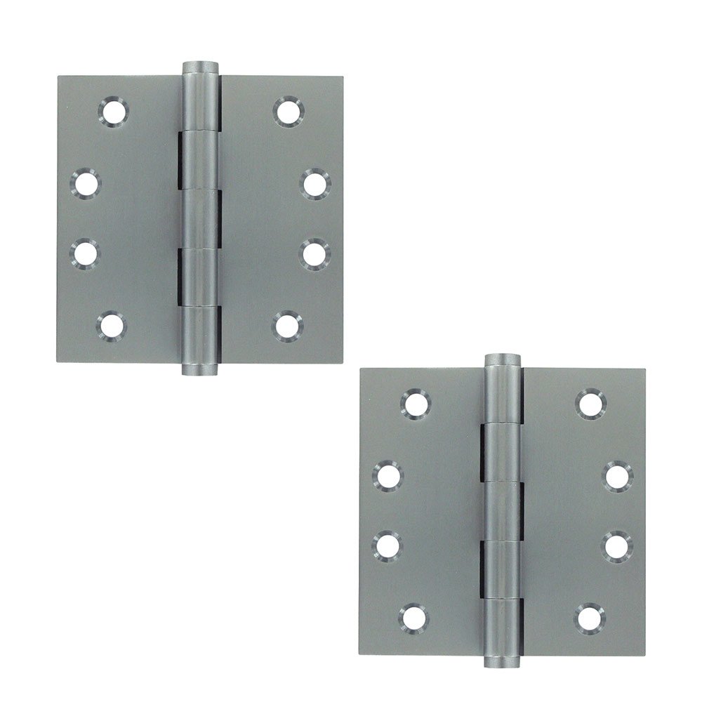 Solid Brass 4" x 4" Standard Square Door Hinge (Sold as a Pair) in Brushed Chrome