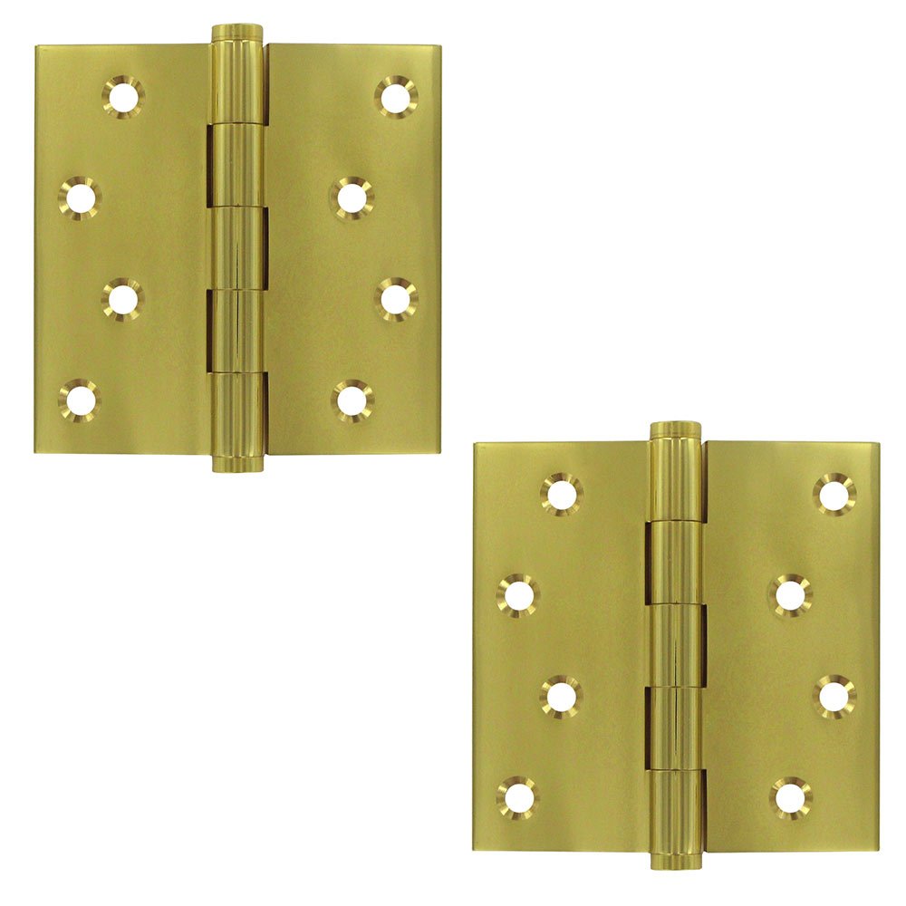 Zag Screw Hole Square Door Hinge (Sold as a Pair) in Polished Brass
