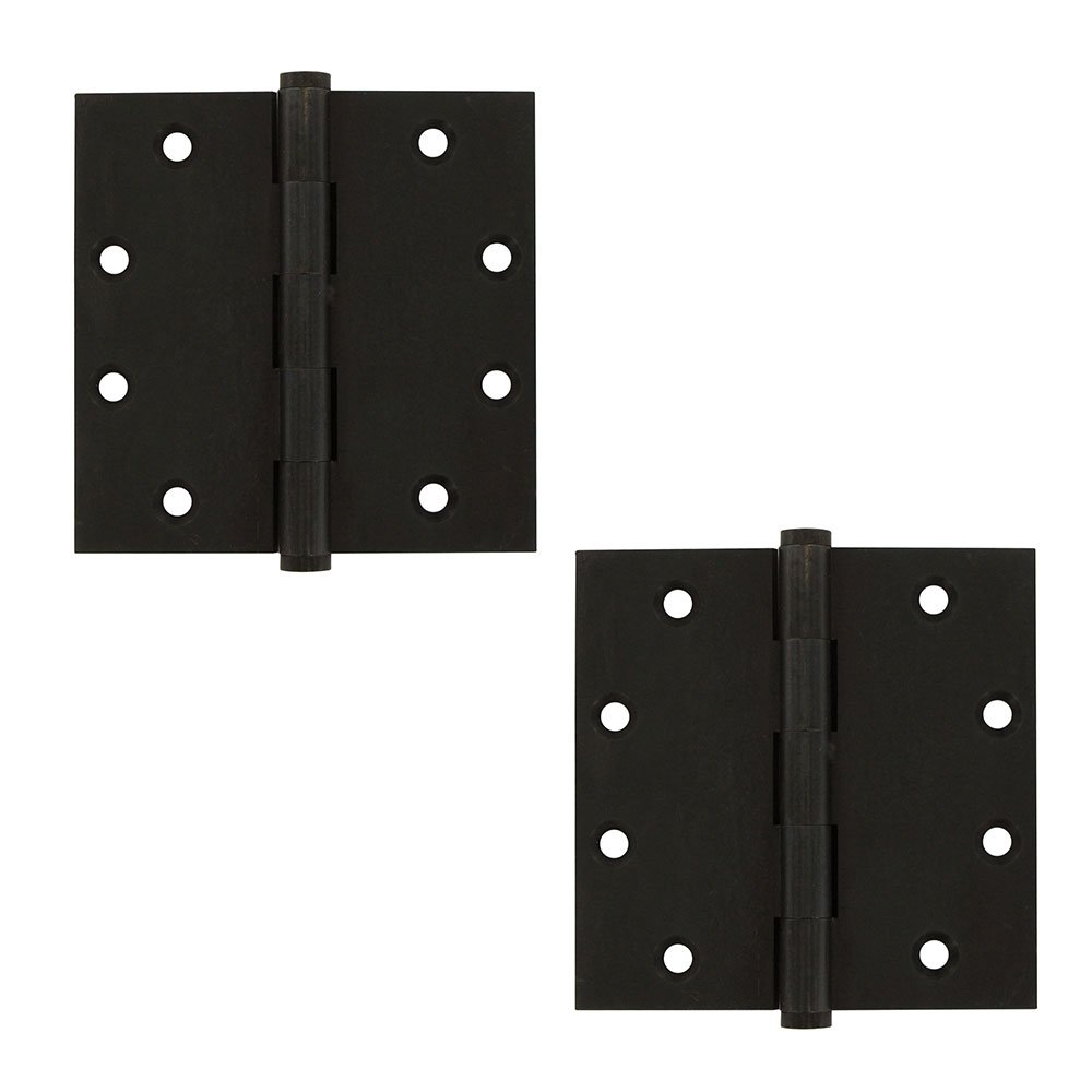 Solid Brass 4 1/2" x 4 1/2" Standard Square Door Hinge (Sold as a Pair) in Oil Rubbed Bronze