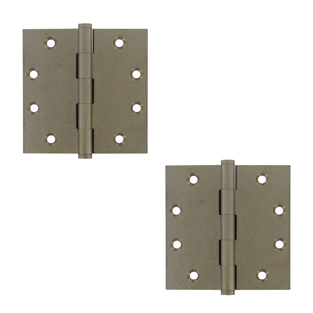 Solid Brass 4 1/2" x 4 1/2" Standard Square Door Hinge (Sold as a Pair) in White Light