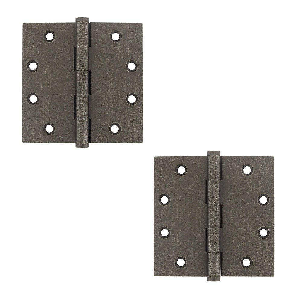 Solid Brass 4 1/2" x 4 1/2" Standard Square Door Hinge (Sold as a Pair) in White Medium