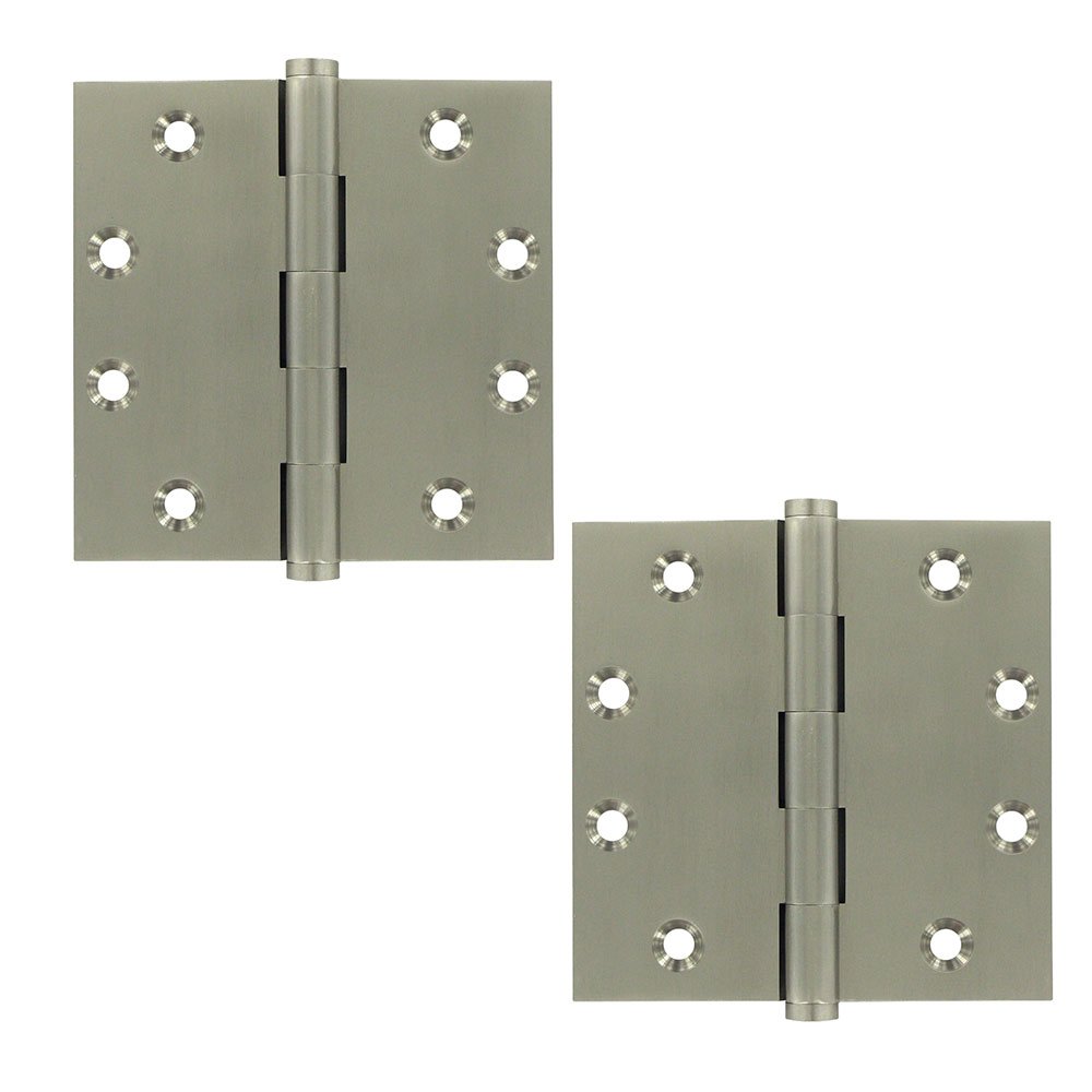 Solid Brass 4 1/2" x 4 1/2" Standard Square Door Hinge (Sold as a Pair) in Brushed Nickel