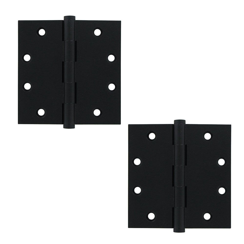 Solid Brass 4 1/2" x 4 1/2" Standard Square Door Hinge (Sold as a Pair) in Paint Black