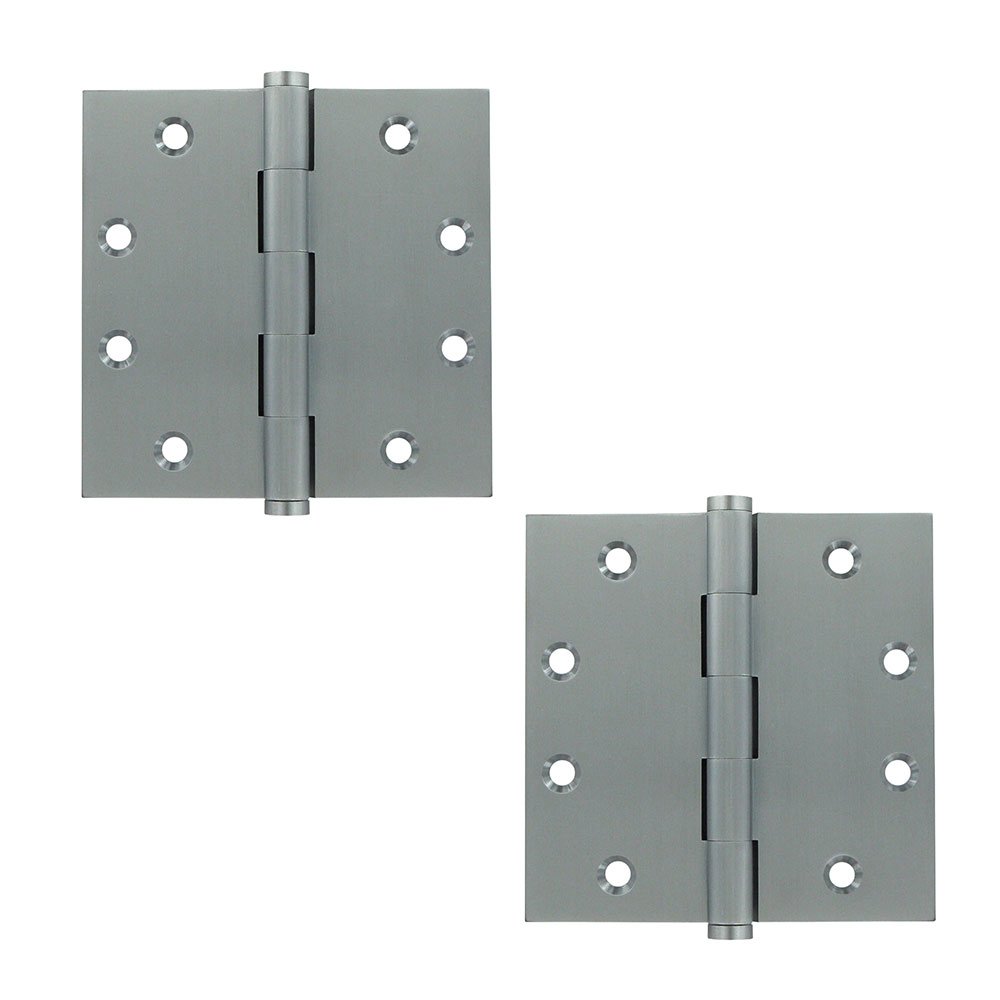 Solid Brass 4 1/2" x 4 1/2" Standard Square Door Hinge (Sold as a Pair) in Brushed Chrome