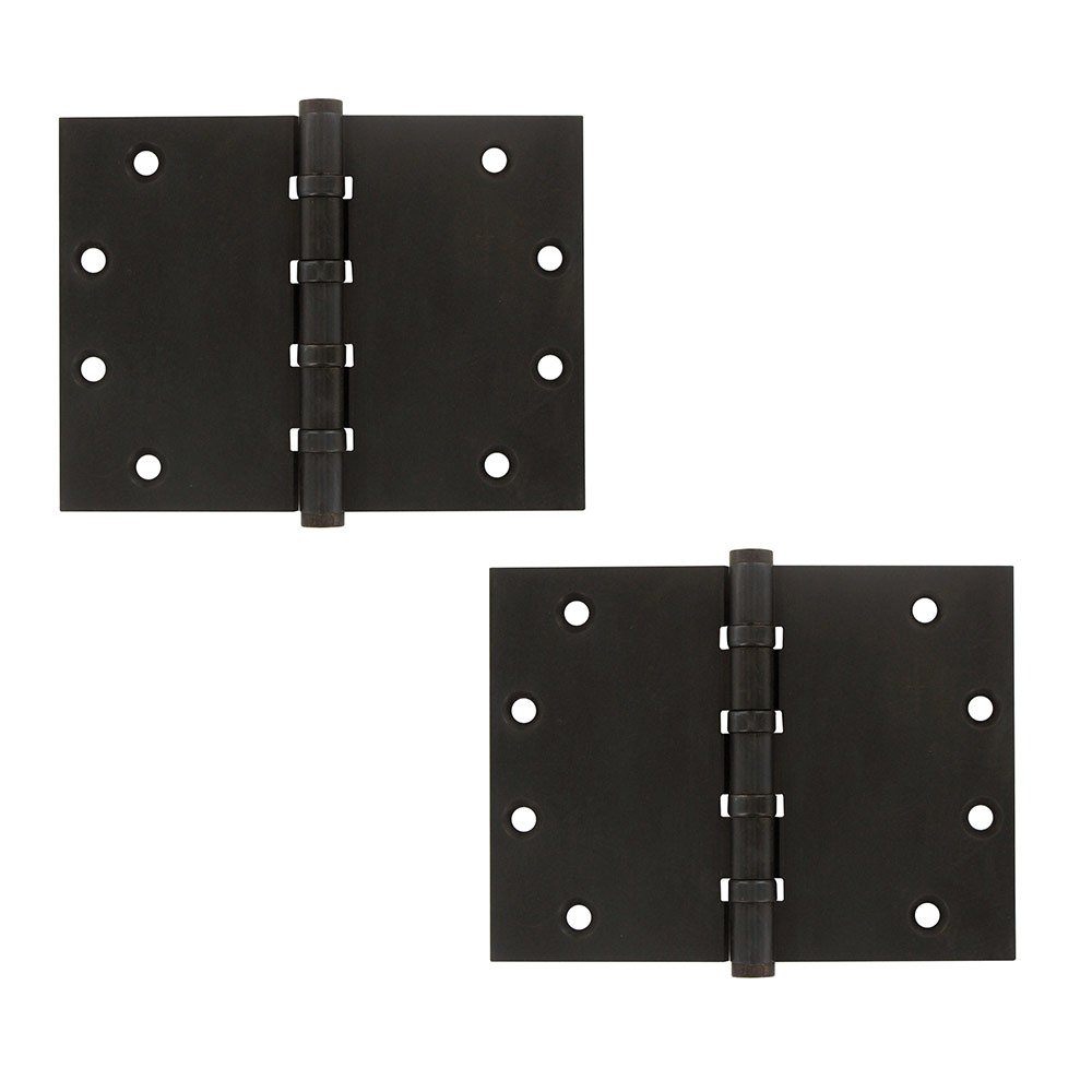Solid Brass 4 1/2" x 6" 4 Ball Bearing Square Door Hinge (Sold as a Pair) in Oil Rubbed Bronze