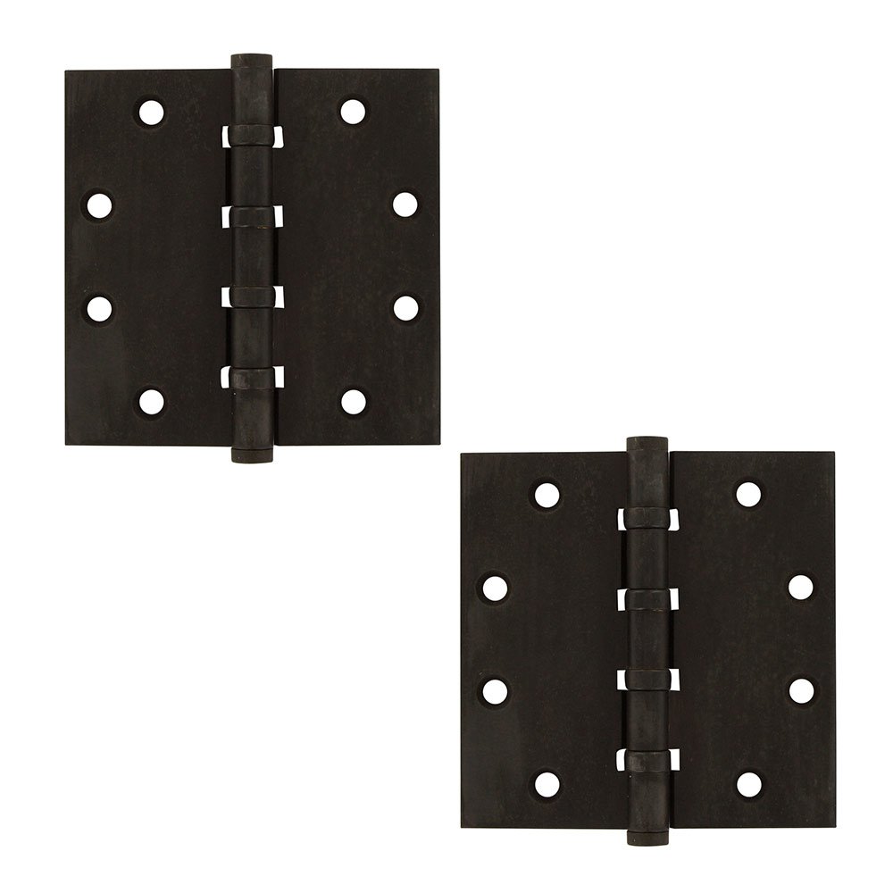 Solid Brass 4 1/2" x 4 1/2" 4 Ball Bearing Square Door Hinge (Sold as a Pair) in Oil Rubbed Bronze