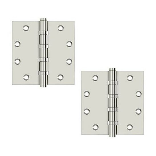 4 1/2"x 4 1/2" Square Ball Bearings Hinge (Sold as Pair) in Polished Nickel