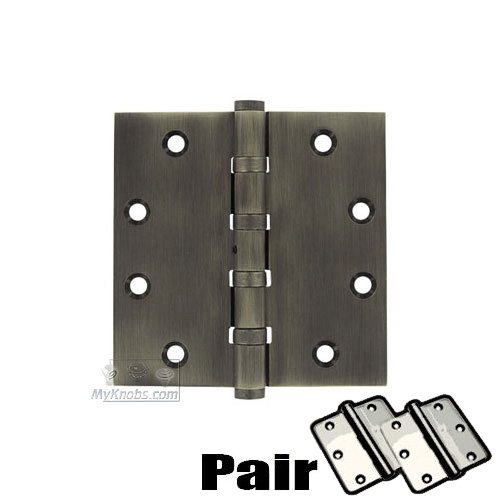 Removable Pin Square Door Hinge (Sold as a Pair) in Antique Nickel