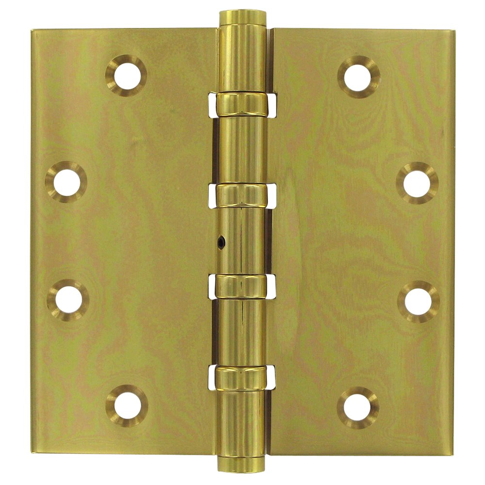 Removable Pin Square Door Hinge (Sold as a Pair) in Polished Brass