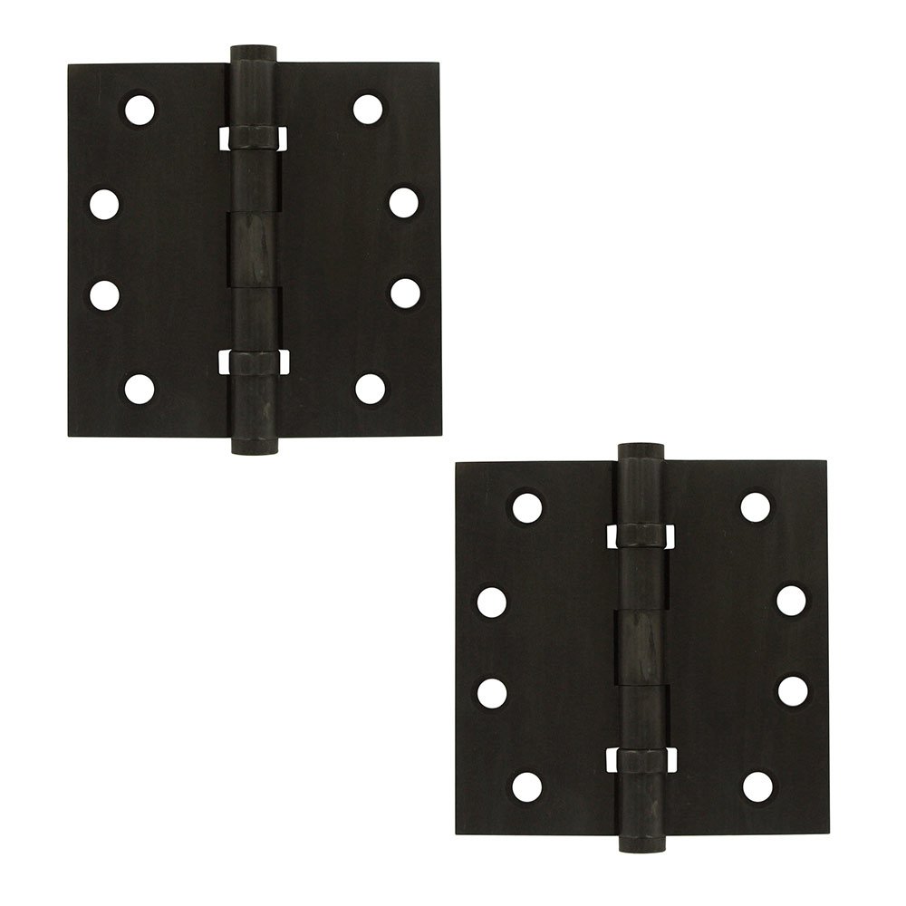 Solid Brass 4" x 4" 2 Ball Bearing Square Door Hinge (Sold as a Pair) in Oil Rubbed Bronze