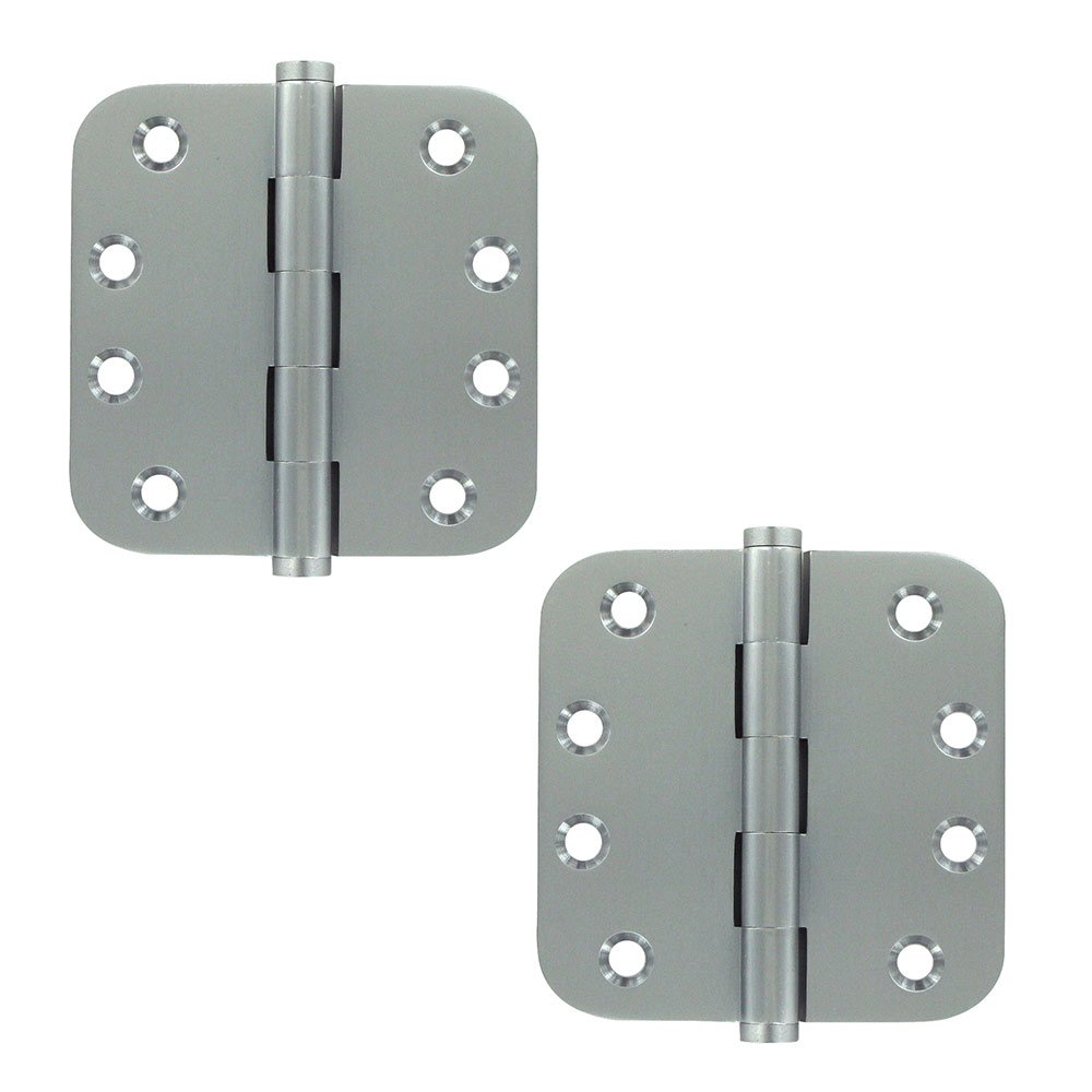 Solid Brass 4" x 4" 5/8" Radius/Standard Door Hinge (Sold as a Pair) in Brushed Chrome