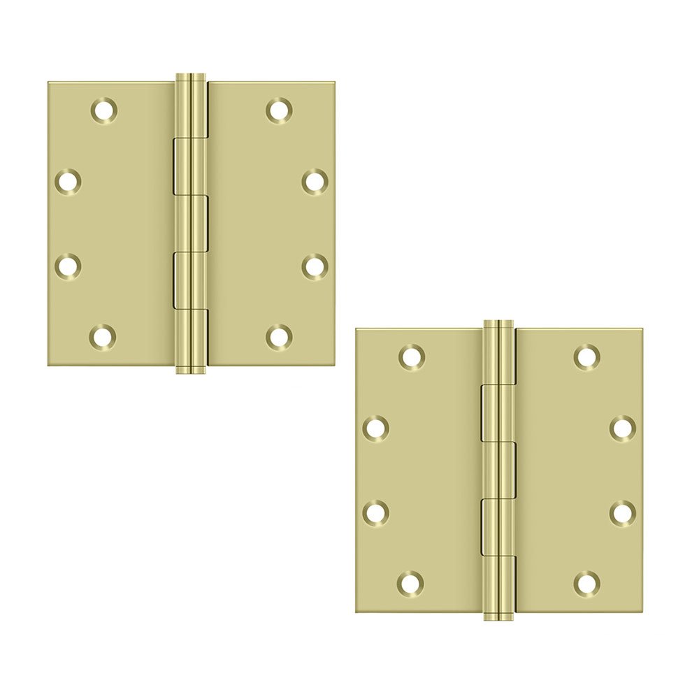 5" x 5" Square Hinge (Sold as Pair) in Unlacquered Brass