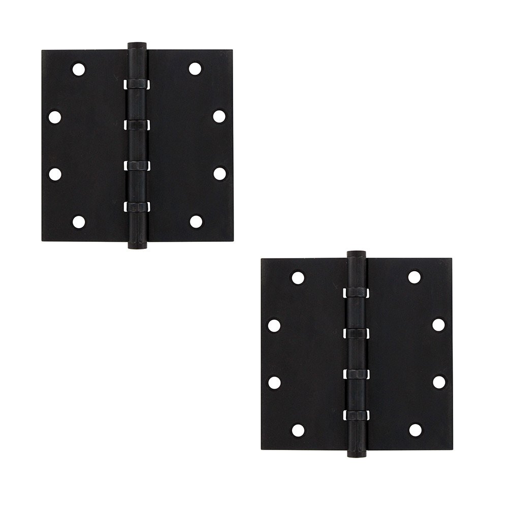 Solid Brass 5" x 5" 4 Ball Bearing Square Door Hinge (Sold as a Pair) in Oil Rubbed Bronze