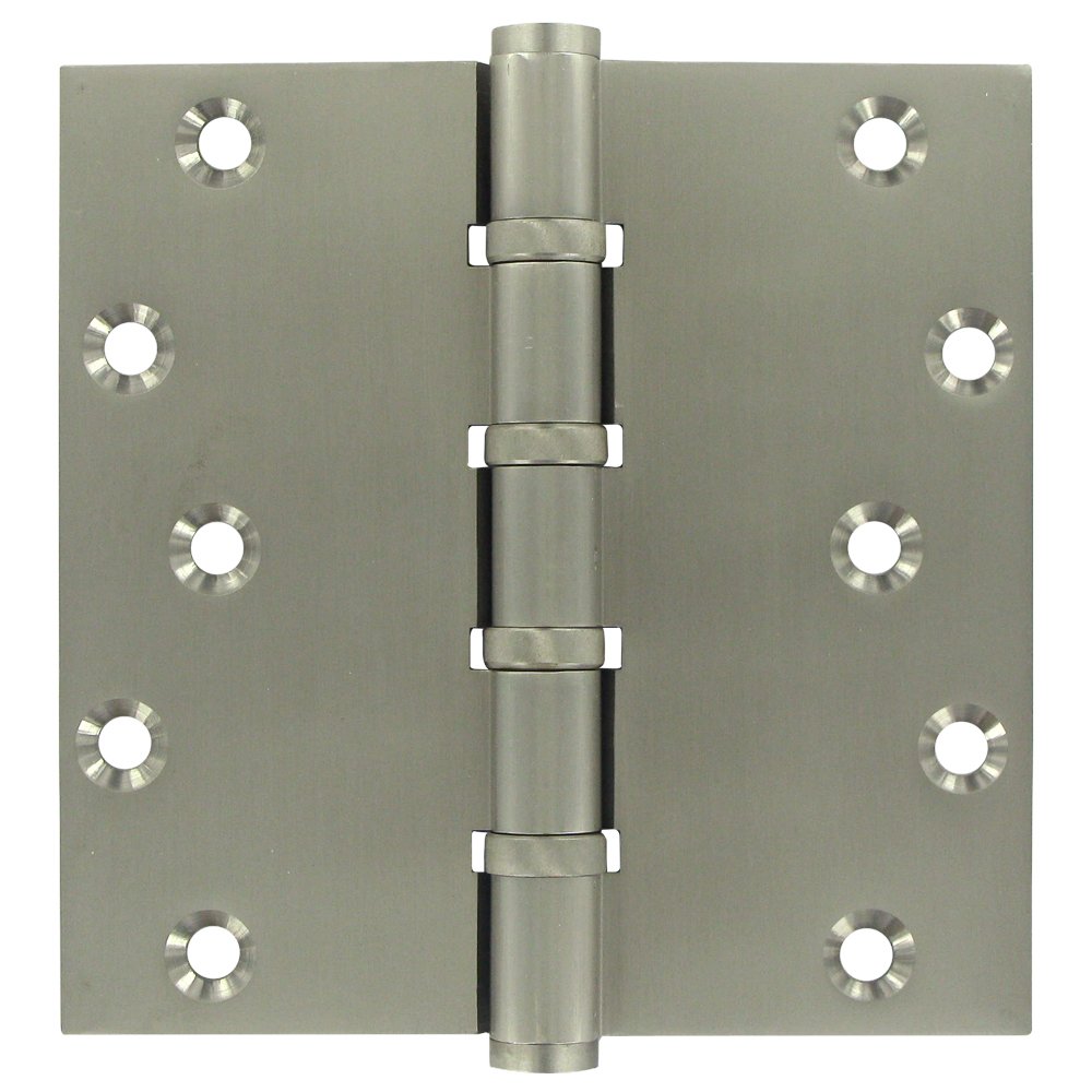 Solid Brass 6" x 6" Special Feature 4 Ball Bearing Square Door Hinge (Sold as a Pair) in Brushed Nickel