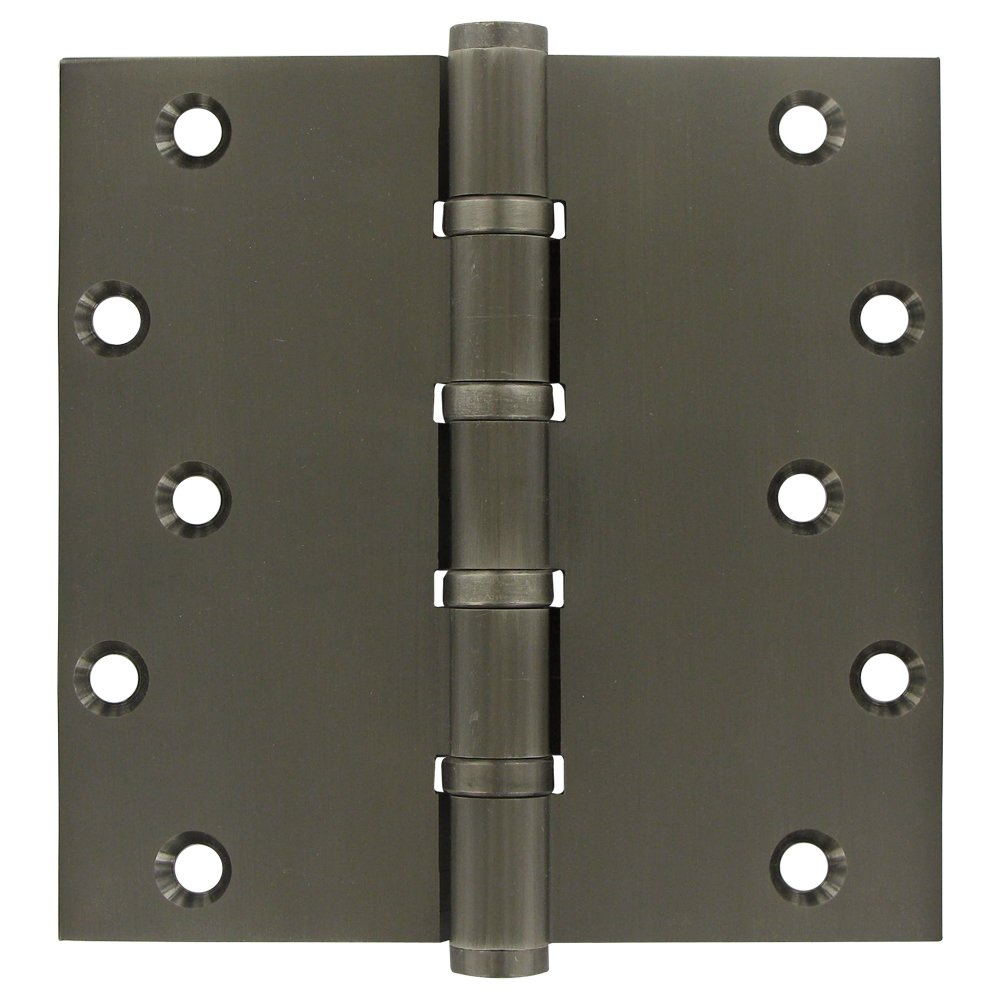 Solid Brass 6" x 6" Special Feature 4 Ball Bearing Square Door Hinge (Sold as a Pair) in Antique Nickel