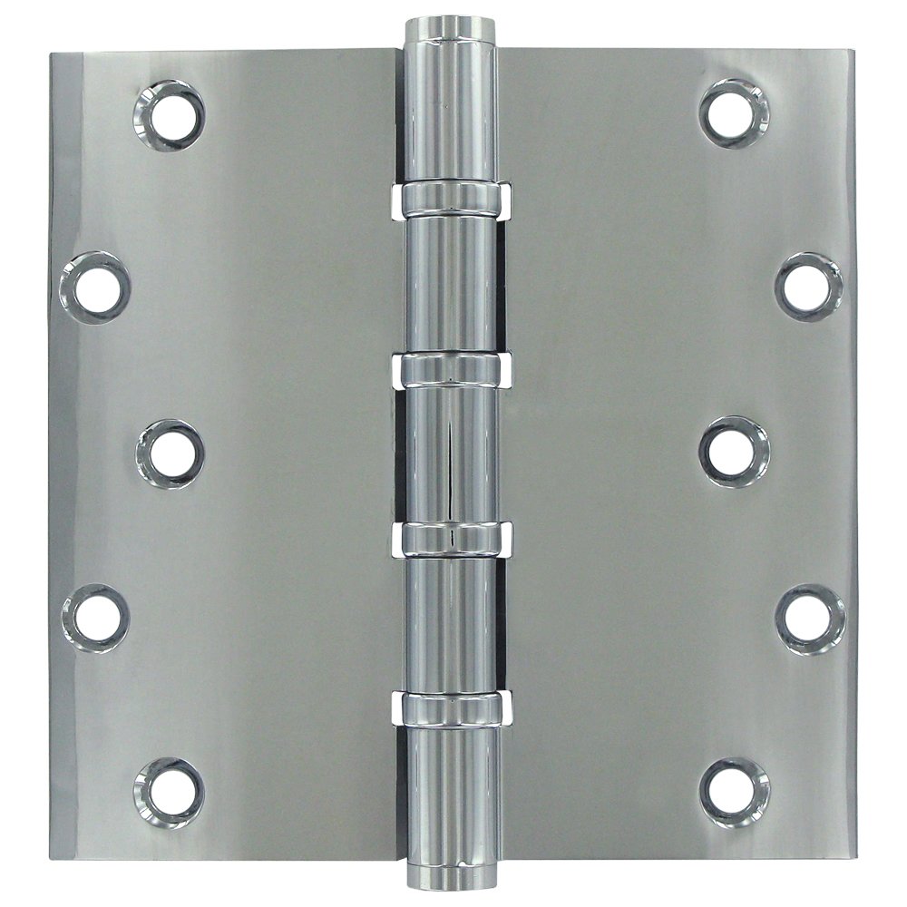 Solid Brass 6" x 6" Special Feature 4 Ball Bearing Square Door Hinge (Sold as a Pair) in Polished Chrome