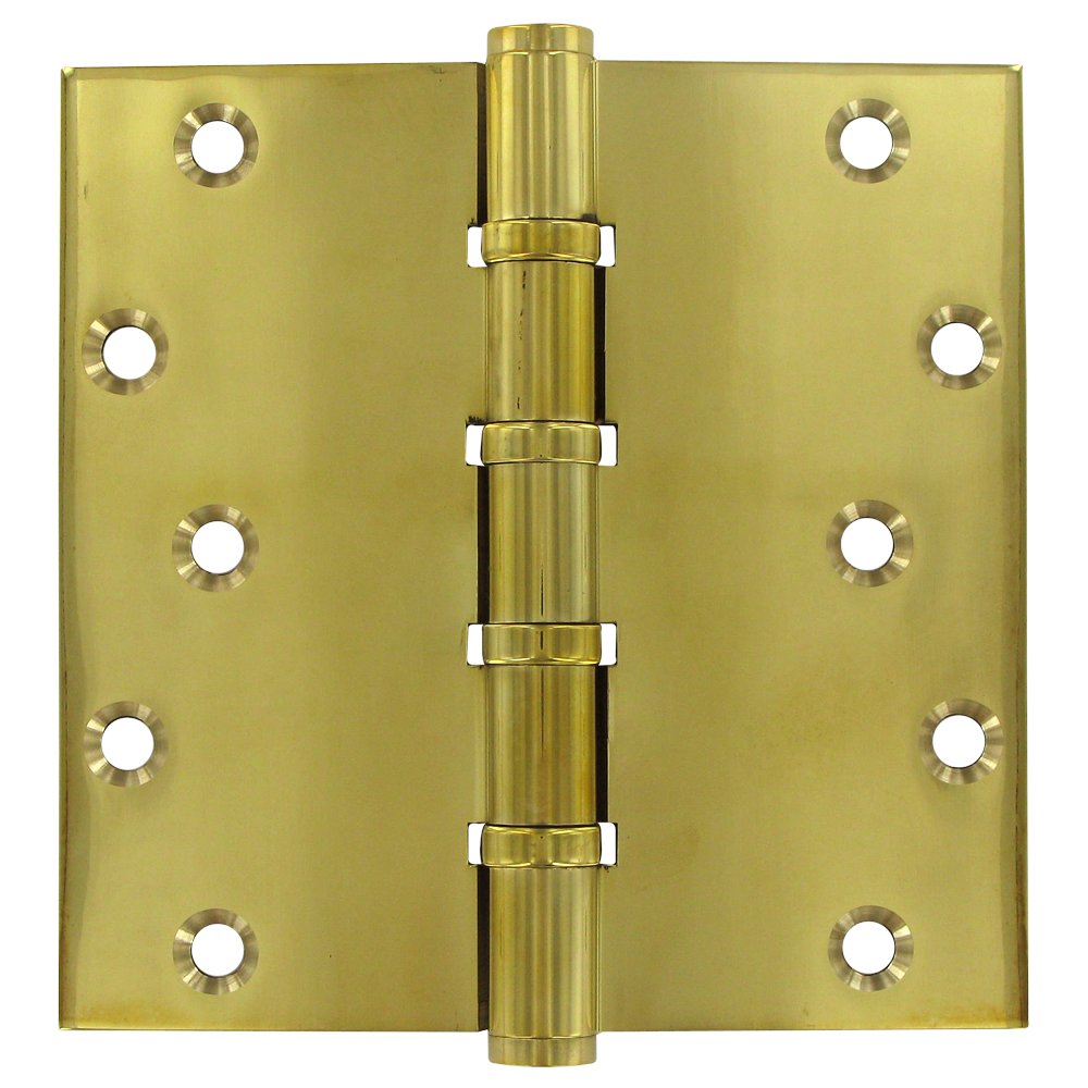 Solid Brass 6" x 6" Special Feature 4 Ball Bearing Square Door Hinge (Sold as a Pair) in Polished Brass Unlacquered