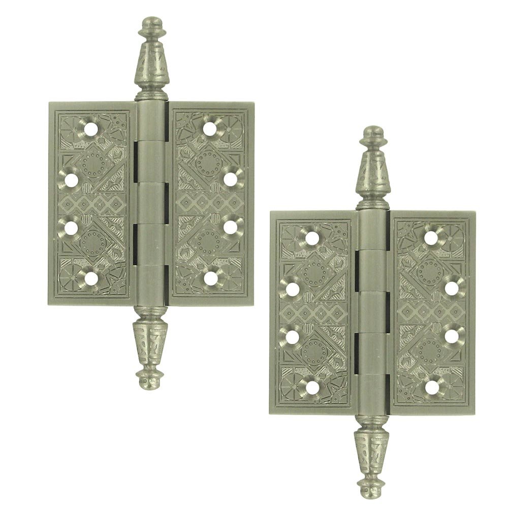 Solid Brass 3 1/2" x 3 1/2" Square Door Hinge (Sold as a Pair) in Brushed Nickel
