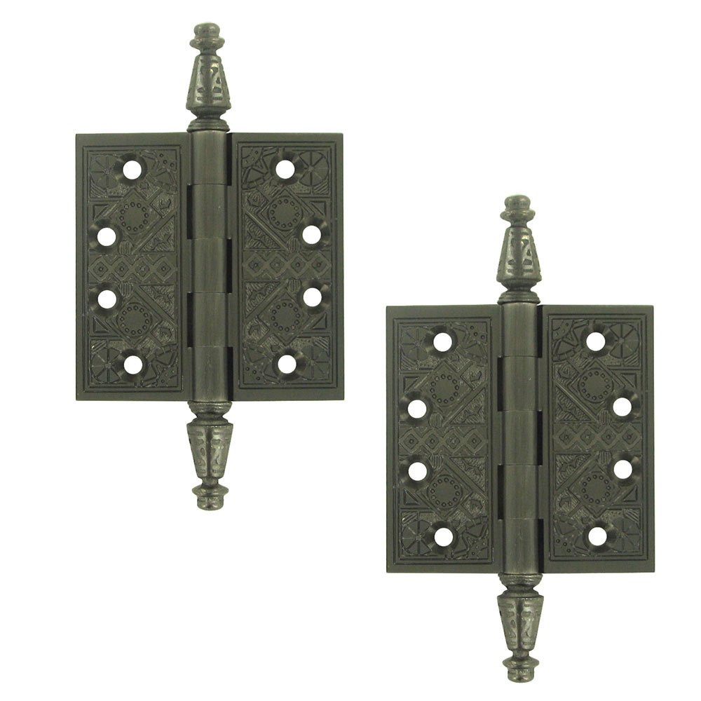 Solid Brass 3 1/2" x 3 1/2" Square Door Hinge (Sold as a Pair) in Antique Nickel