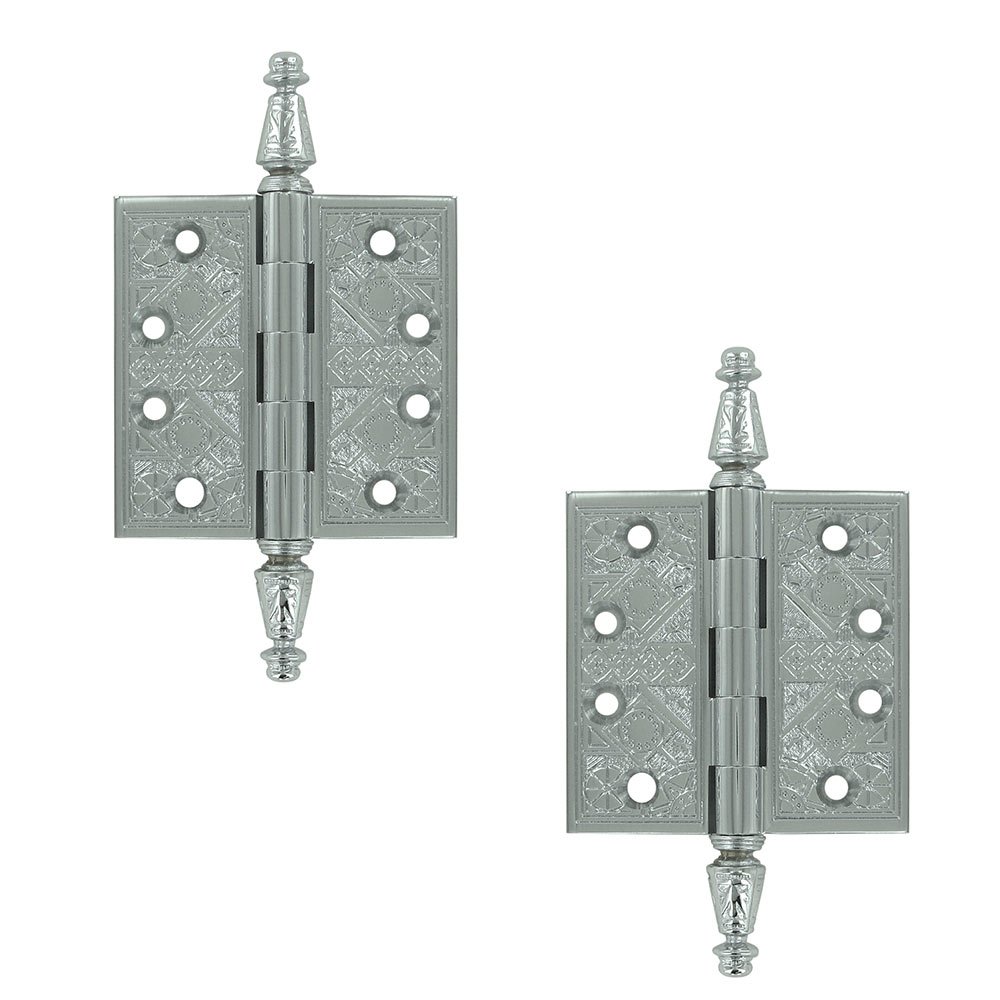 Solid Brass 3 1/2" x 3 1/2" Square Door Hinge (Sold as a Pair) in Polished Chrome