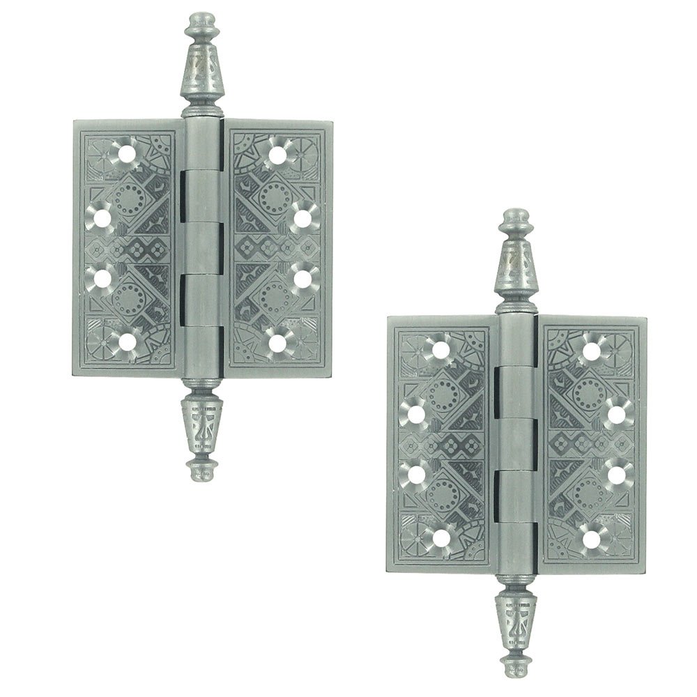 Solid Brass 3 1/2" x 3 1/2" Square Door Hinge (Sold as a Pair) in Brushed Chrome