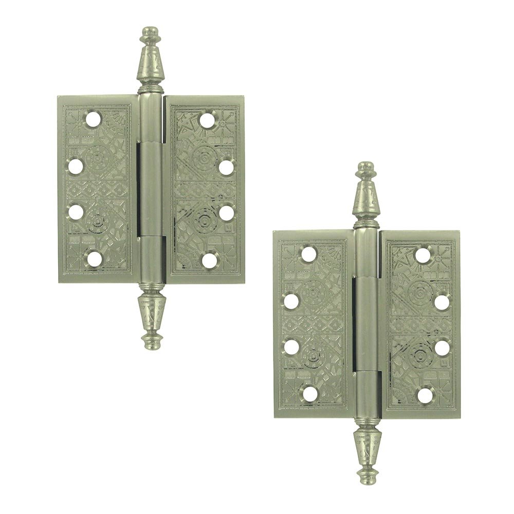 Solid Brass 4" x 4" Square Door Hinge (Sold as a Pair) in Brushed Nickel