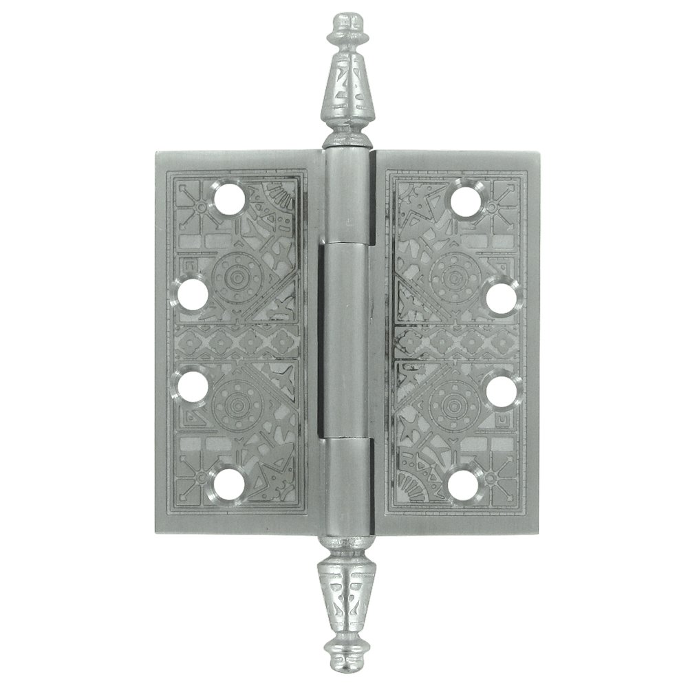 Solid Brass 4" x 4" Square Door Hinge (Sold as a Pair) in Brushed Chrome